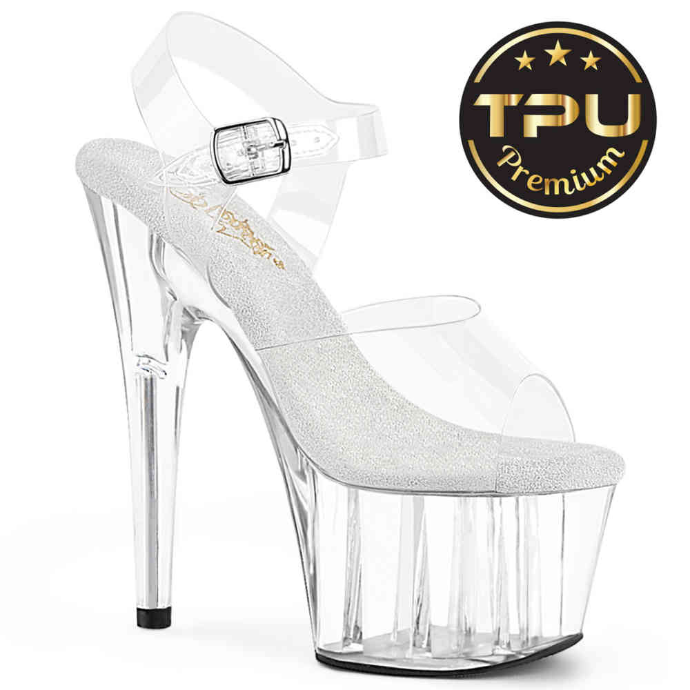 Pleaser - ADORE708PREM Sandale Ã  bride Ã  la cheville - Transparent